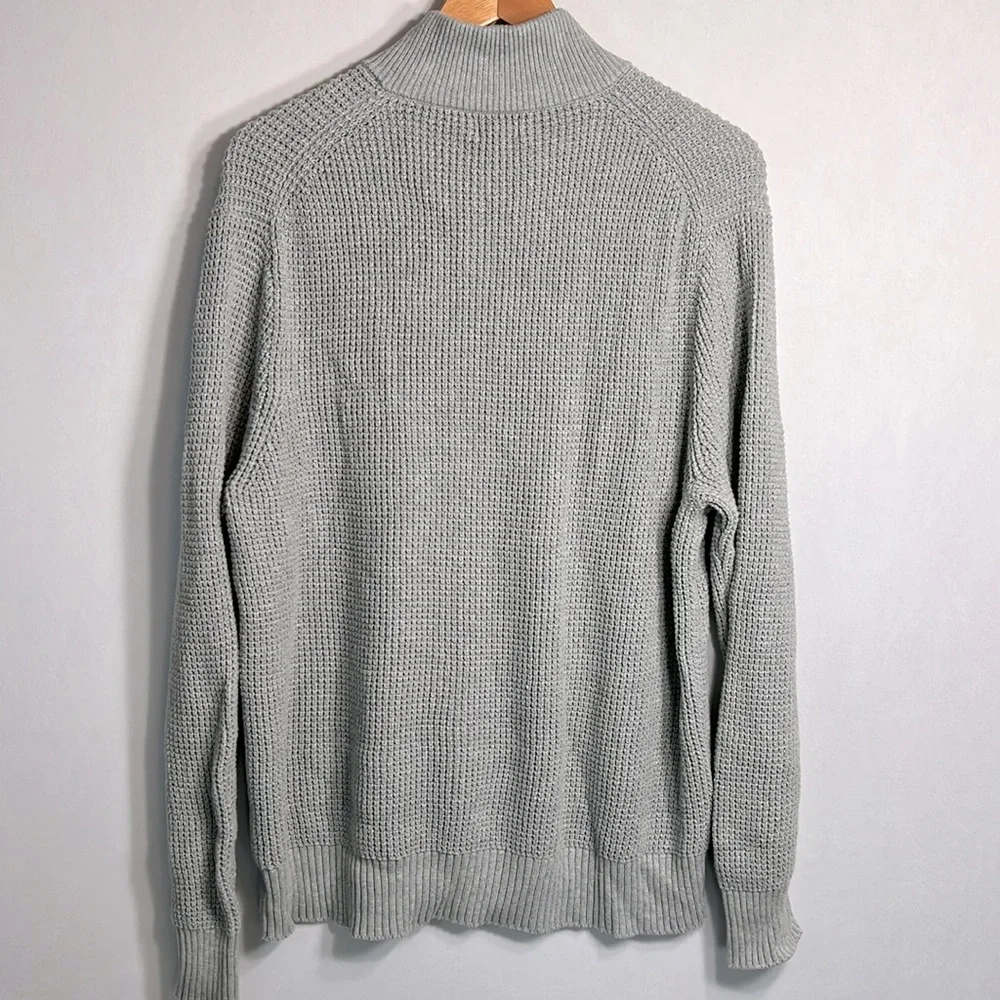J. Crew Light Gray Cotton Waffle Knit Quarter Zip Pullover NWOT size XL